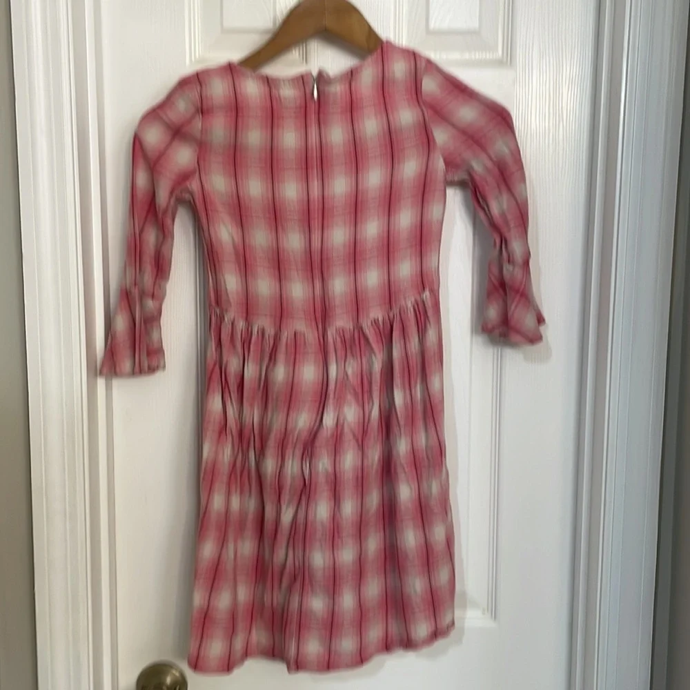 Gap Pink Plaid Bell Sleeve Flannel Dress Sz XL